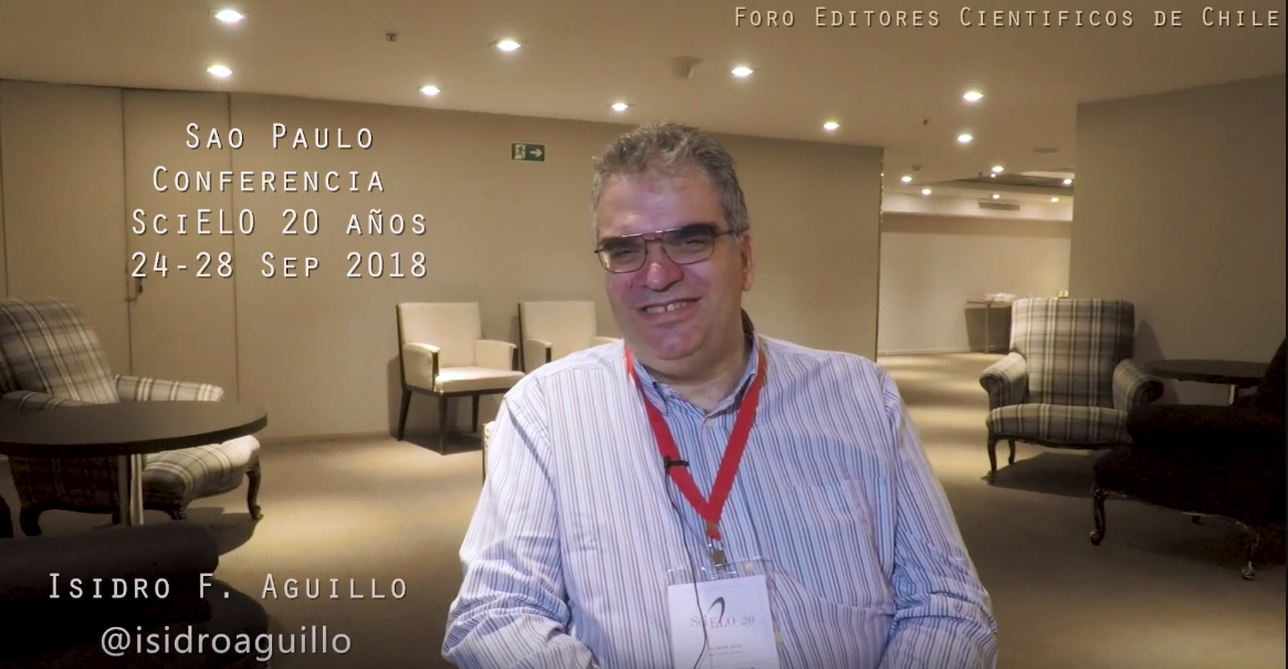 Isidro Aguillo (IPP) presenta algunos desafíos para las revistas en el marco de la conferencia SciELO 20