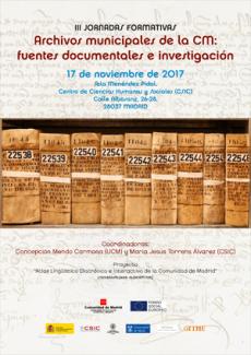 III Jornadas Formativas: "Archivos municipales de la CM: fuentes documentales e investigación"