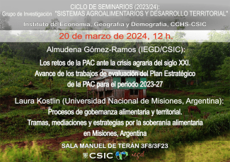 Ciclo de seminarios SADT «Sistemas Agroalimentarios y Desarrollo Territorial» 