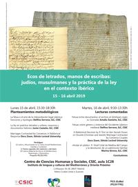 Seminario "Ecos de letrados, manos de escribas: judíos, musulmanes y la práctica de la ley en el contexto ibérico"