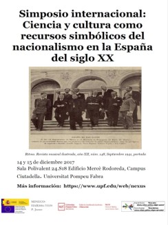 Simposio Internacional: "Ciencia y cultura como recursos simbólicos del nacionalismo en la España del siglo XX"