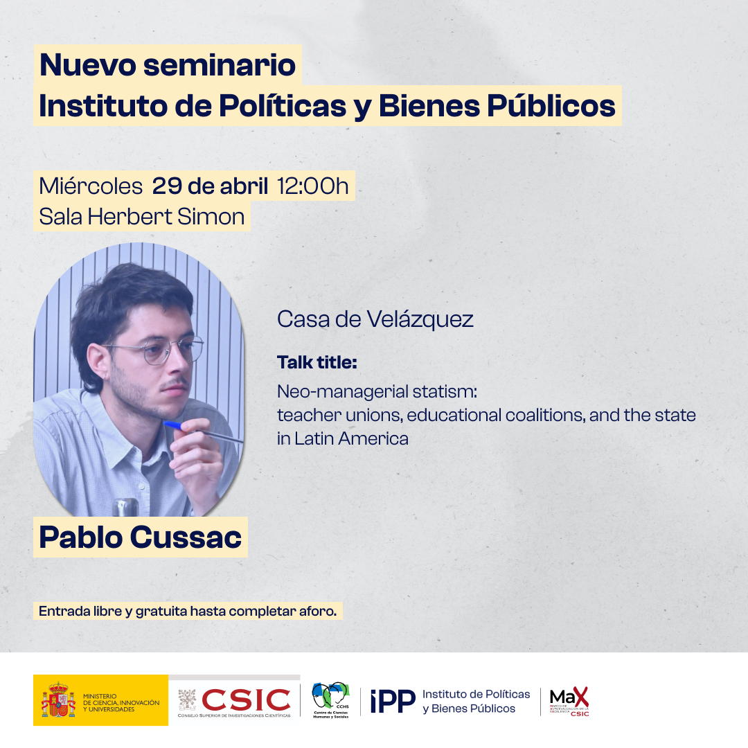 Seminario de Pablo Cussac en el Instituto de Políticas y Bienes Públicos del CSIC