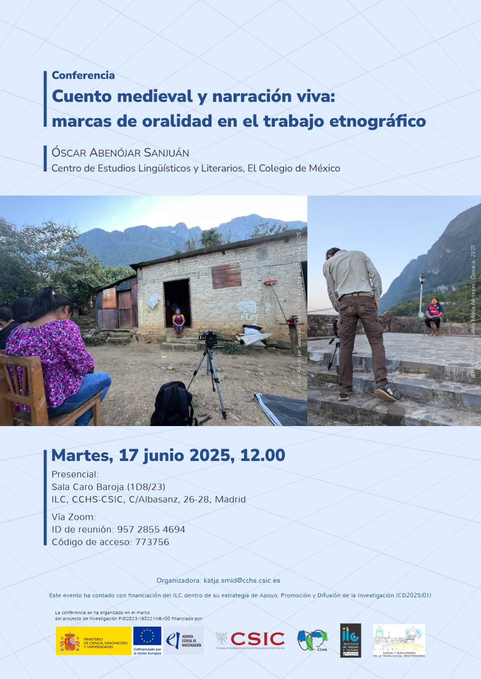Conferencia: "Cuento medieval y narración viva: marcas de oralidad en el trabajo etnográfico"