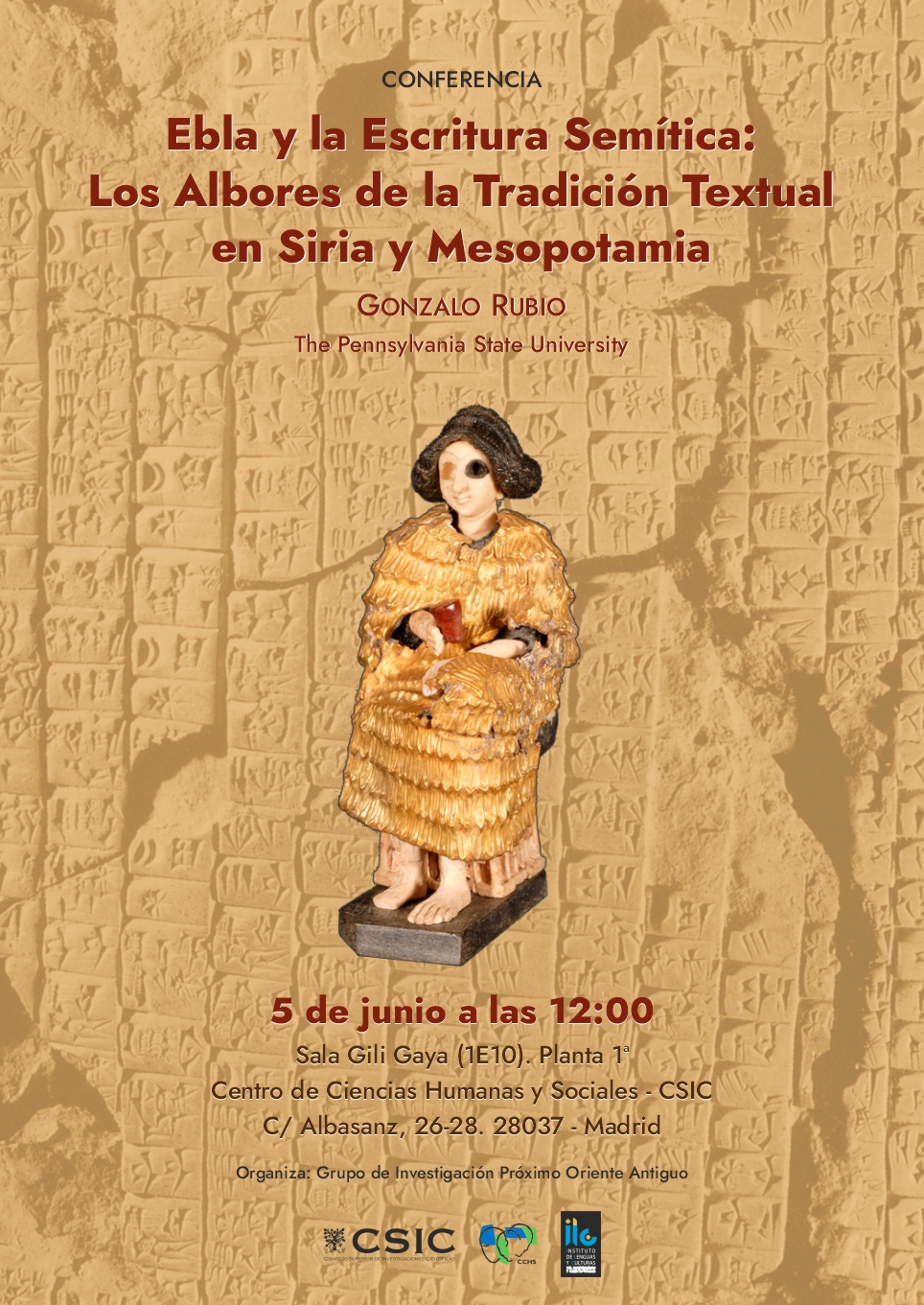 Conferencia: "Ebla y la Escritura Semítica: Los Albores de la Tradición Textual en Siria y Mesopotamia"