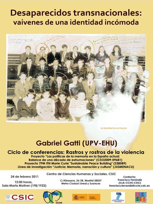 Ciclo de conferencias Rastros y rostros de la violencia: "Desaparecidos transnacionales: vaivenes de una identidad incómoda "