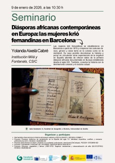 Seminario "Diásporas africanas contemporáneas en Europa: las mujeres krió fernandinas en Barcelona"