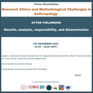 Research Ethics and Methodological Challenges in Anthropology. AFTER FIELDWORK: Results, analysis, responsibility, and dissemination