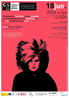 Seminario permanente «Cultura, Arte y Género»: "Pensamiento feminista, teoría feminista e institucionalización del feminismo en el arte contemporáneo vasco"" 