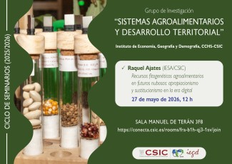 Ciclo de seminarios SADT 2025-2026: "Recursos fitogenéticos agroalimentarios en futuros nubosos: apropiacionismo y sustitucionismo en la era digital"