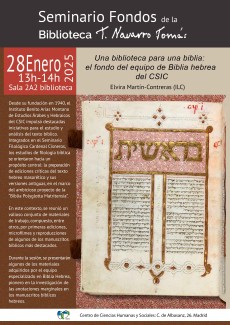 Seminario: "Una biblioteca para una biblia: el fondo del equipo de Biblia hebrea del CSIC"