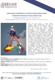 Seminario "¿Influencia o injerencia? La política de Estados Unidos en España, Portugal e Italia (años 70-80)"