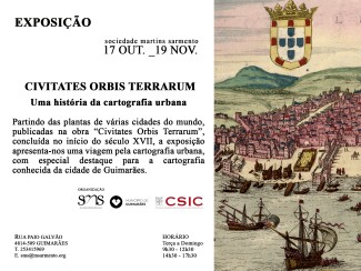 Cartel de la exposción Exposiçâo: "Civitates Orbis Terrarum. Uma história da cartografia urbana"