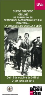 Cartel del curso Curso europeo online de formación en gestión del patrimonio cultural inmaterial: La etnología de Castilla y León. 6ª edición