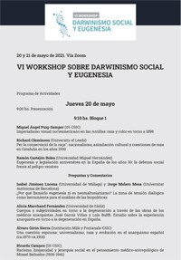 VI Workshop sobre Darwinismo social y eugenesia