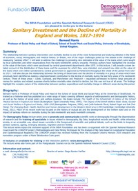 Ciclo de conferencias y curso de posgrado: "Demography Today: "Sanitary Investment and the Decline of Mortality in England and Wales, 1817-1914"