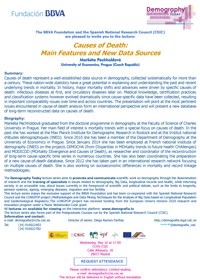 Cartel del Ciclo de conferencias y curso de posgrado Ciclo de conferencias y curso de posgrado: "Demography Today: "Causes of Death: Main Features and New Data Sources"