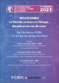 Cartel de la mesa redonda Mesa redonda: "La filosofía, la física o la filología... disciplinas con voz de mujer"