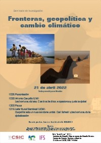 Cartel del seminario Seminario de Investigación «Fronteras, geopolítica y cambio climático»