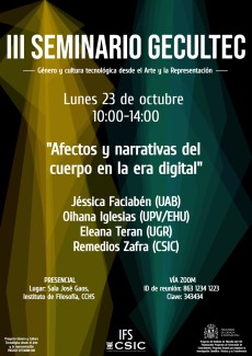 III Seminario GECULTEC: "Afectos y narrativas del cuerpo en la era digital" III Seminario GECULTEC: "Afectos y narrativas del cuerpo en la era digital"
