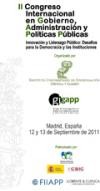 II Congreso Internacional en Gobierno, Administración y Políticas Públicas. Innovación y Liderazgo Público: Desafíos para la Democracia y las Instituciones