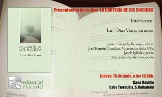 Cartel del evento Presentación del libro "La cortesía de los suicidas", de Luis Díaz de Viana (ILLA)