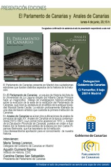 Cartel Agustín Guimerá (IH), entre otros, interviene en la presentación de los libros "El Parlamento de Canarias" y "Anales de Canarias"
