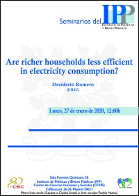 Cartel del seminario Seminario IPP: "Are richer households less efficient in electricity consumption?"