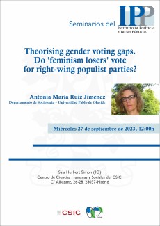 Seminarios del IPP: "Theorising gender voting gaps. Do 'feminism losers' vote for right-wing populist parties?"
