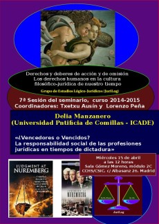 Seminario 'Derechos y deberes de acción y de omisión. Los derechos humanos en la cultura filosófico-jurídica de nuestro tiempo': "¿Vencedores o Vencidos? La responsabilidad social de las profesiones jurídicas en tiempos de dictadura"