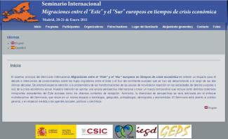 Seminario Internacional. Migraciones entre el “Este” y el “Sur” europeos en tiempos de crisis económica