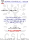 Cartel de la presentación Panorama actual de la valoración de las publicaciones científicas españolas en Ciencias Sociales y Humanidades