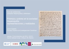 Cartel del seminario Ciclo de conferencias «Estudios Hispanojudíos y Sefardíes»: "Pobreza y pobres en la sociedad hispanojudía: representaciones y realidades"