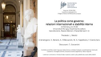 Seminario "La politica come governo: relazioni internazionali e stabilità interna"