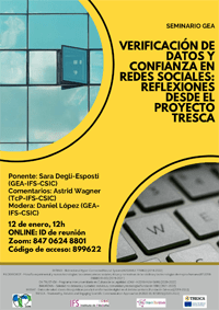 Seminario GEA (Grupo de Ética Aplicada): "Verificación de datos y confianza en redes sociales: reflexiones desde el proyecto TESCA"