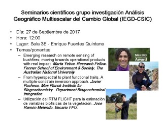 Seminarios científicos del grupo investigación Análisis Geográfico Multiescalar del Cambio Global (IEGD-CSIC)