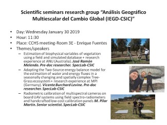 Poster Seminario científico "Análisis Geográfico Multiescalar del Cambio Global (IEGD-CSIC)”