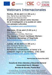 Webinar Internacional "Esclavitud y racialización: el temor a la población negra en las Antillas, 1791-1850"