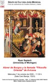 Ciclo de conferencias de Estudios Hebreos y Judíos: "Abner de Burgos y la llamada "Filosofía Oriental" de Avicena"